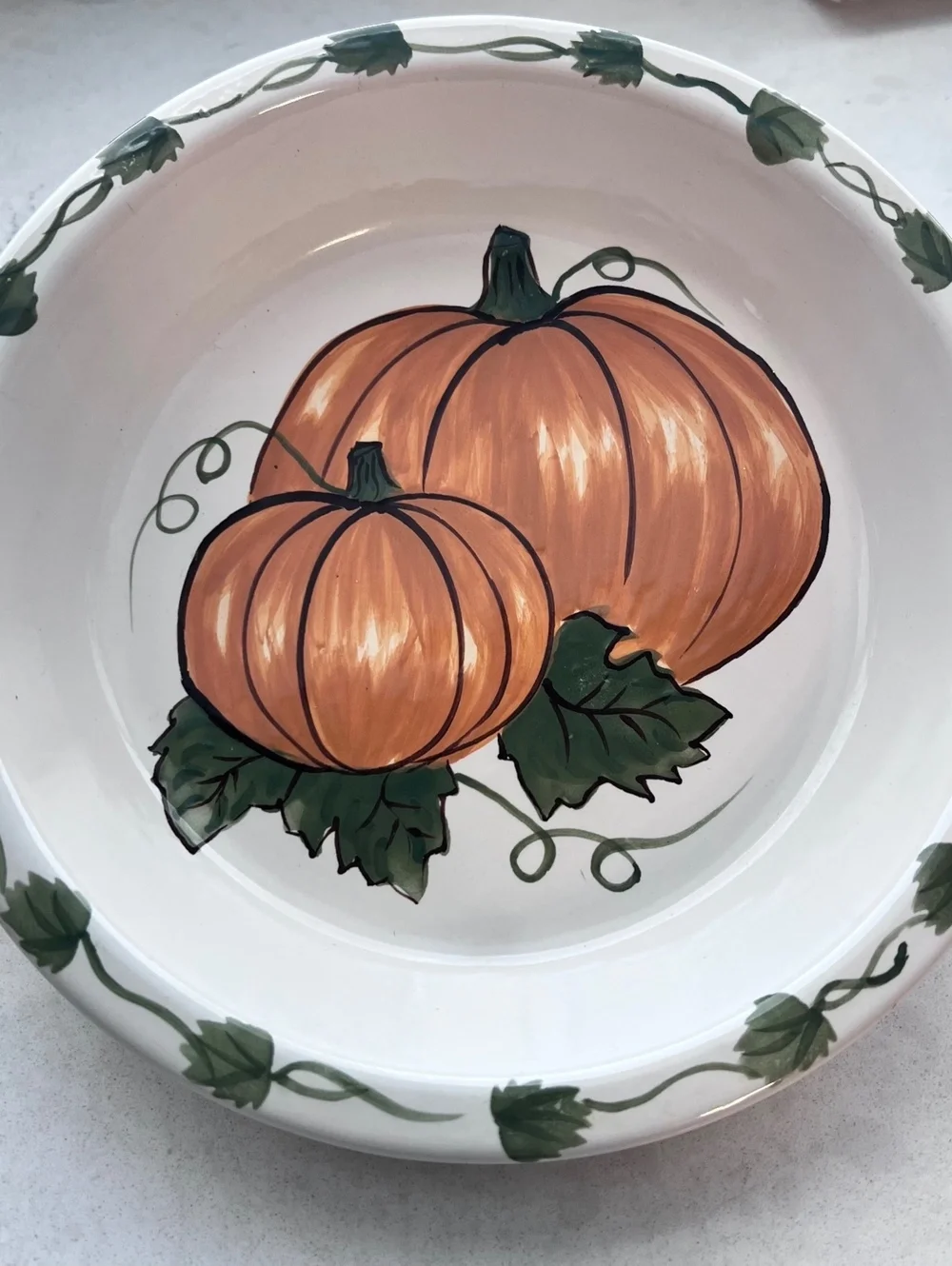 William Sonoma 10” Handpainted Pumpkin Pie Plate
